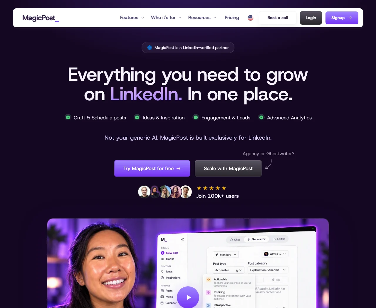 MagicPost combines content creation and engagement